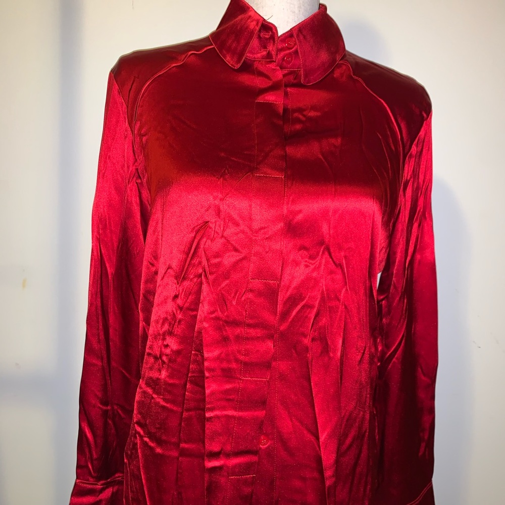 Shiny red blouse